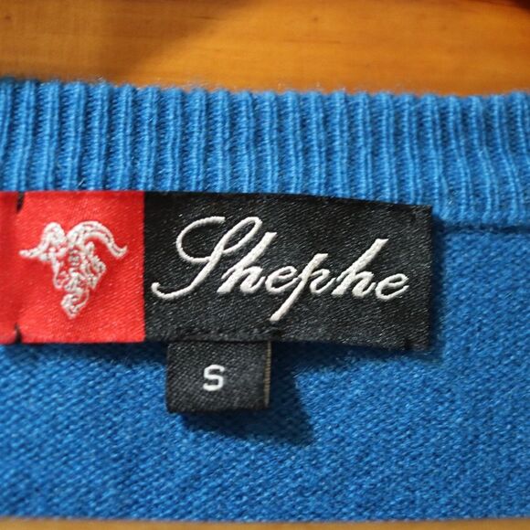 Shephe Vintage Blue 100% Cashmere Pullover Sweater small - Picture 9 of 11